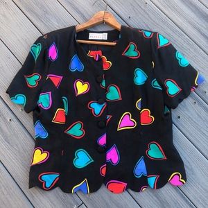 Vintage Adrianna Papelle Heart Silk Blouse